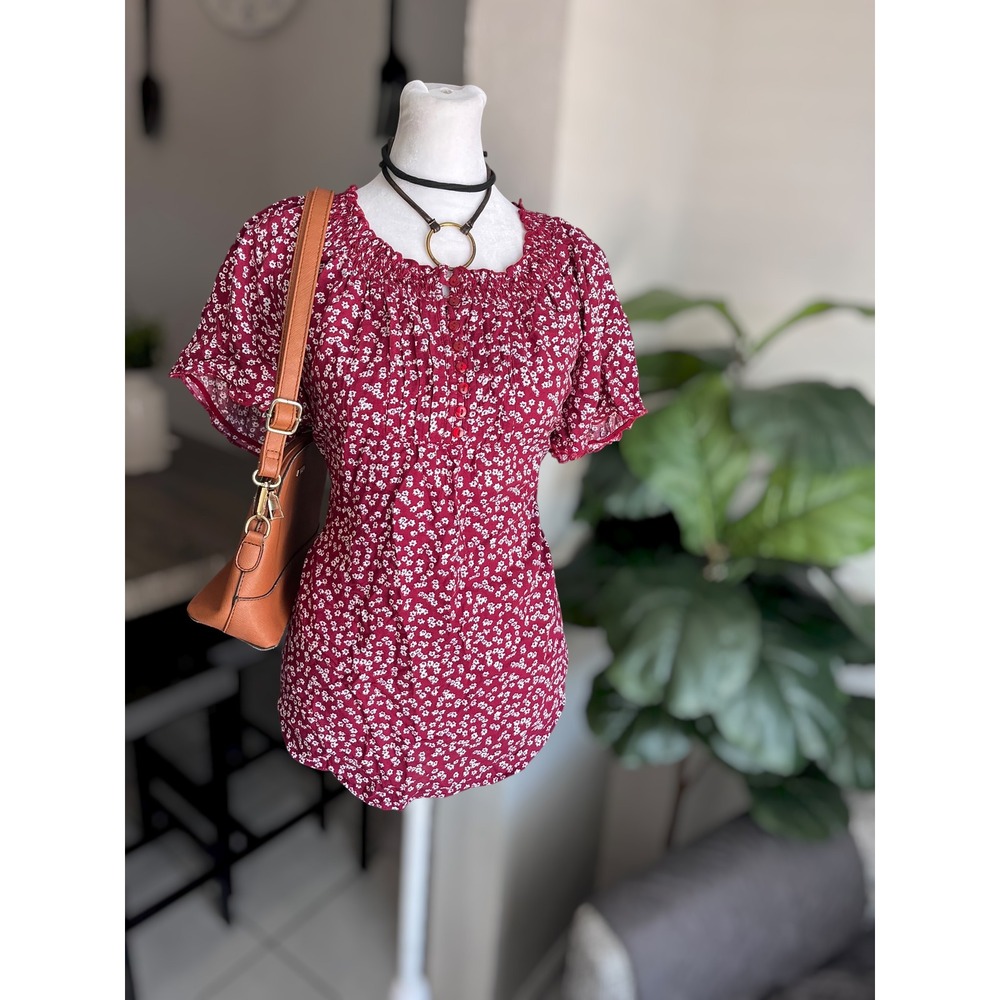 Faded Glory Floral Peasant Blouse Size XL (16-18)